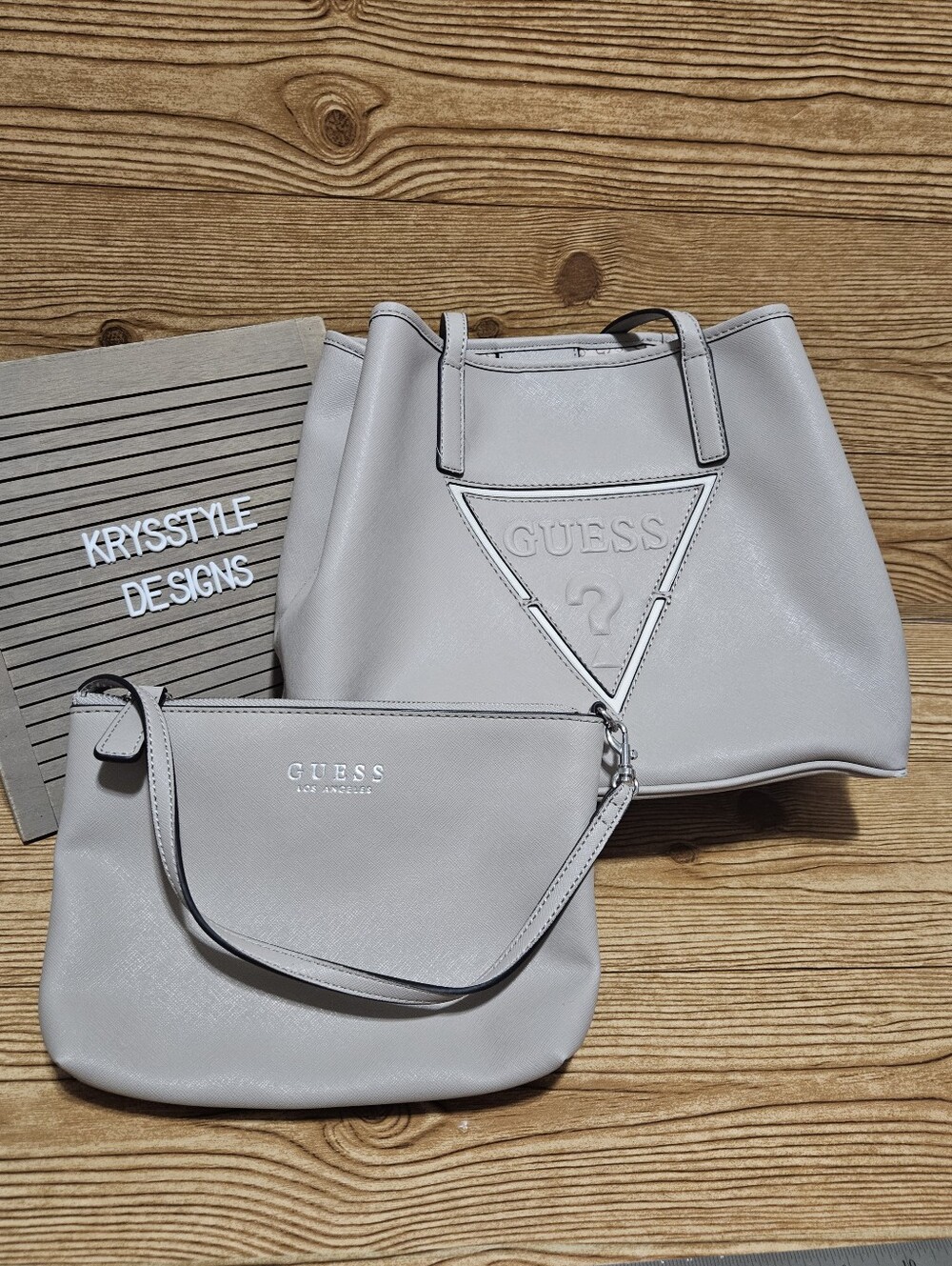 *Low Start*  Guess Beige/Light Taupe Tote with Wristlet